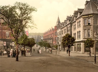 Station Road, Colwyn Bay, Gales, c.1890-1900 (impresión fotocroma)