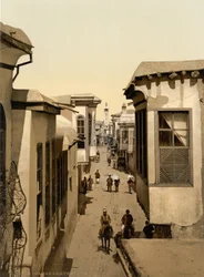 La calle llamada recta, Damasco, Tierra Santa, Siria (impresión fotocroma)
