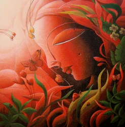 Mujer serena y cercana a la naturaleza