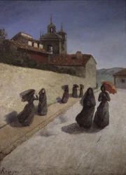 Paseo junto a la iglesia,siglo XIX (óleo sobre lienzo)