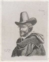 Retrato de Peter Paul Rubens con capa y sombrero de copa