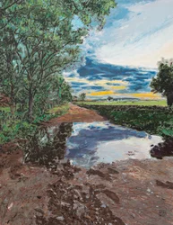 Charco cerca de la Balzada de Bejar, 2025 (acrylic and pencil on canvas)
