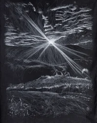 Contraluz montañas camino, 2024 (acrylic on fabric)