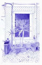 Esquina azul en Lisboa, 2024 (ink on canvas)