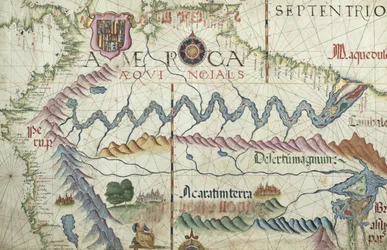 Norte de América del Sur, detalle de un atlas mundial, 1565