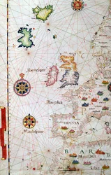 Las Islas Británicas, Iberia y el noroeste de África, detalle de un atlas mundial, 1565
