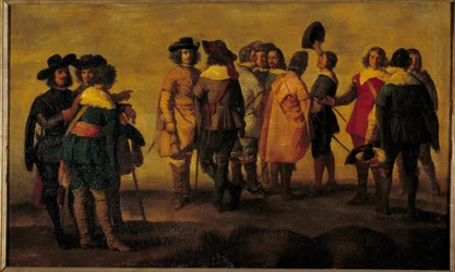 Conversación o reunión de trece personajes