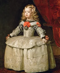 Barroco: retrato de la infanta Margarita Teresa (1651-1673) con vestido blanco, hacia 1656