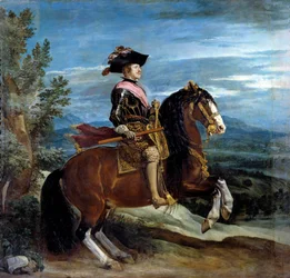 Retrato ecuestre del rey Felipe IV (1605-1665). Pintura de Diego Velázquez (1599-1660)