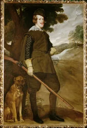 Felipe IV, Rey de España, con perro de caza (pintura sobre lienzo)