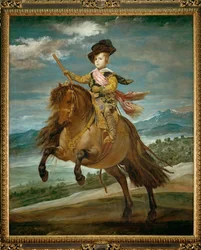 Infante Baltasar Carlos, hijo de los reyes Felipe IV e Isabel, a caballo (pintura sobre lienzo)