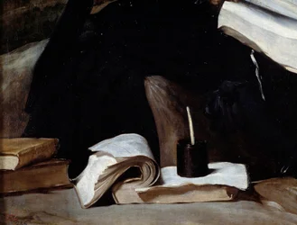 Retrato del bufón Diego de Acedo, llamado el primo, detalle. Libros