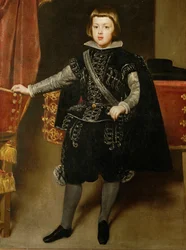El Infante Baltasar Carlos, hijo único del Rey Felipe IV de España y de su esposa Isabel ... (pintura sobre lienzo)