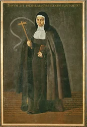 La venerable madre Jerónima de la Fuente, monja en el monasterio Santa Isabel de los reyes ... (pintura sobre lienzo)