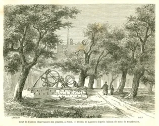 Vista del patio del antiguo Observatorio Jesuita en Pekín (Beijing), China. Grabado por Lancelot, en “Le Tour du Monde, Nouveau journal des Voyages”, editado por Edouard Charton, París
