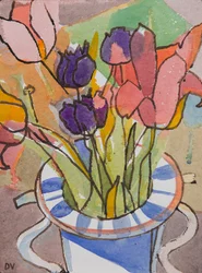 Tulipanes (acuarela y tinta)