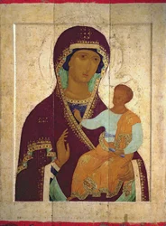 Madonna y Niño Hodigitria, icono ruso, 1502