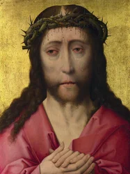 ""Cristo de los Dolores Corona de Espinas"" Pintura del taller de Dirk Bouts (o Dieric Bouts) (1415-1475) hacia 1470-1475 Galería Nacional de Londres