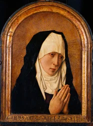 ""Mater Dolorosa"" Peinture de Dirk Bouts (1410/20-1475) - Óleo sobre madera Dim 45x31 cm Museo Nacional de Arte Occidental, Tokio