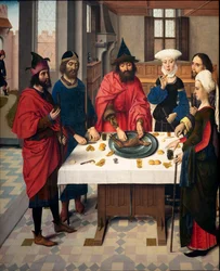 Iglesia parroquial (Parochiekerk Sint-Pieter). Pintura. La Última Cena. Dirk Bouts. 1464-1468. (detalle)