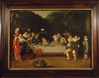 Figuras Elegantes Festinando en un Cenador