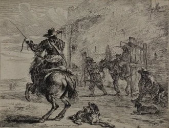 Caballo Encabritado, Cerca de un Establo, lámina uno de la Serie de Caballos