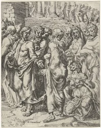 Curación de la mujer que sufría de hemorragia La caída y la redención de la humanidad a través de la vida y la pasión de Cristo (título de la serie)