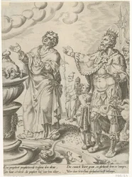 El rey Jeroboam y el varón de Dios ante el altar Historia del hombre desobediente de Dios (título de la serie)