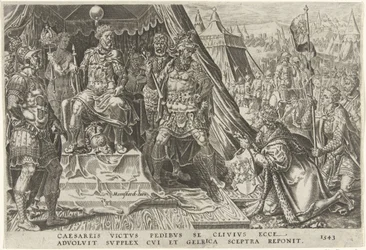 Guillermo II, duque de Güeldres, se somete a la autoridad de Carlos V, 1543 Victorias de Carlos V (título de la serie) Divi Caroli. v. imp. optar. max victoriae, ex multis praecipuae (título de la serie)