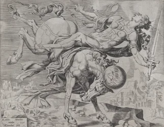 El mundo disponiendo de la justicia, de El mundo desenfrenado, lámina 1, 1550