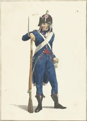 Miembro de la fuerza ciudadana armada de Rotterdam con un rifle