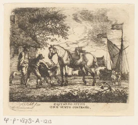 Alimentando al caballo Egitando citius quam vento contrario (título sobre objeto)