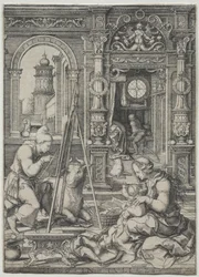 San Lucas pintando a la Virgen