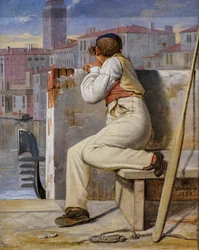 Un gondolero, Venecia