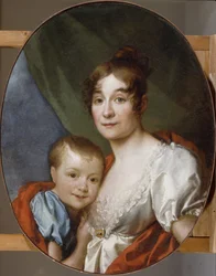Retrato de la condesa Ekaterina Alexandrovna Shakhovskaya 1777-1846 con su hija, 1807