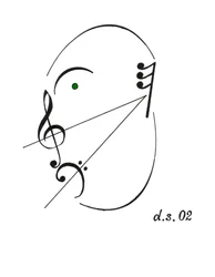 Cara de diminuendo: cara de canto dibujada utilizando el símbolo musical del diminuendo y otras notaciones musicales.