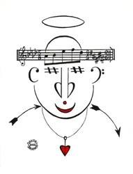 Dzen - una cara dibujada utilizando notación musical