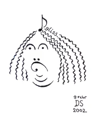 Glisstering Hair": un rostro dibujado con notación musical