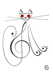 Gato musical - un gato dibujado utilizando notación musical