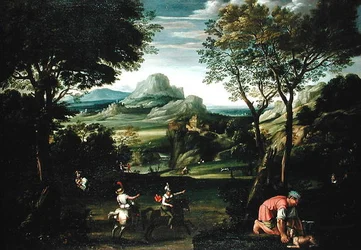 Paisaje con barcos o paisaje con escena de caza