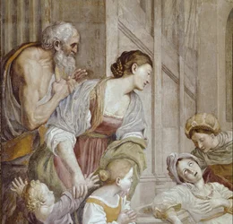 Historia de Santa Cecilia: Muerte de Santa Cecilia, (detalle)