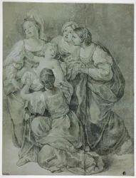 Grupo de cuatro mujeres y un niño