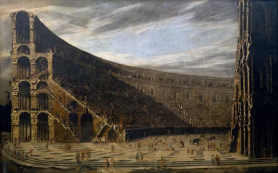 Perspectiva de un anfiteatro romano