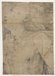 Joven mirando hacia arriba (medio cuerpo), ¿fragmento de un boceto en cartón