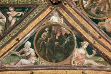 Eneas rescatando a Anquises del fuego de Troya (fresco)