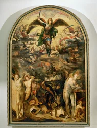 La caída de los ángeles rebeldes ... (pintura sobre lienzo)