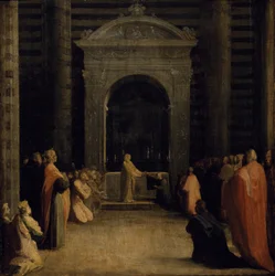 La Ofrenda de las Llaves de la Ciudad de Siena a la Virgen, en o después de 1526