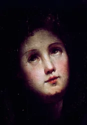 El descenso de Cristo al limbo. Detalle del rostro de un joven mirando al cielo