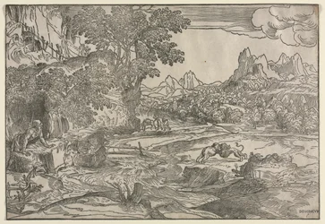 Paisaje con San Jerónimo y dos leones, c. 1530-35