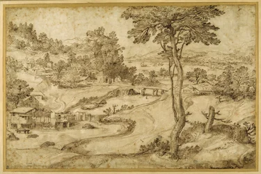Paisaje con un río serpenteante